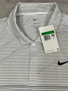 Nike Golf Dri-Fit Polo Shirt Gray Striped Short Sleeve FZ5647-102 Men’s XL